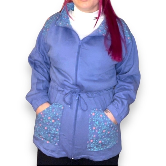 Lilac Vintage Floral Zip Up Cardigan Sweater - Picture 3 of 7